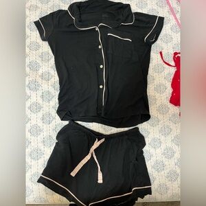 Stars Above Black and Pink Trim Pajama Set
